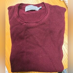 Cotton silk men’s sweater viscose knit crewneck burgundy